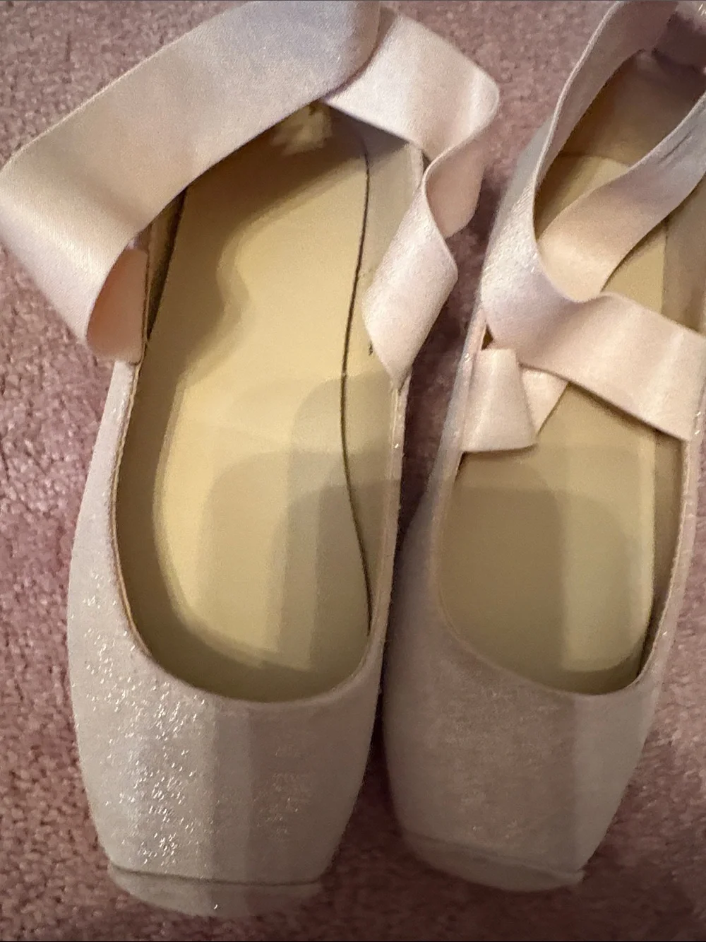 Janie and Jack Girls' Sparkle Ballet Flats with Crisscross Ribbon - Blush Pink